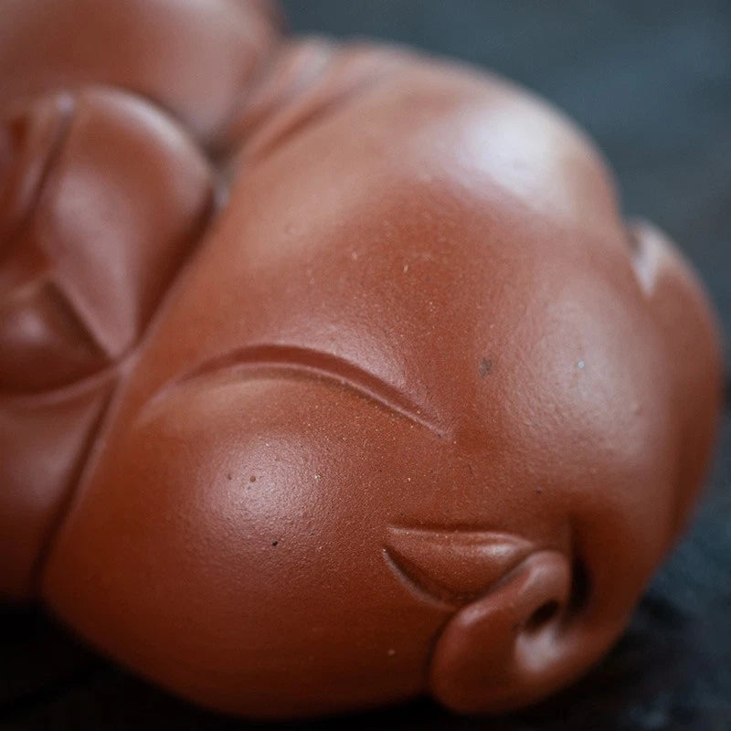 8.9cm Yixing Purple Clay Handcarved Wealth Pig Tea Pet Auspicious Ornament 07FC0E-D4 - KOEEK