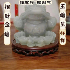 Money Frog Tea Pet Desktop Home Decoration Jade Three Legged Toad Statue 07FC0E-D4 - KOEEK