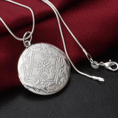 925 Sterling Silver Photo Locket Necklace Pendant Women Jewelry Couple Best Gift 07FC0E-D4 - KOEEK