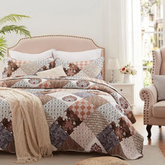 Full/Queen Size Quilt Set 3 Pieces Lightweight Reversible Bedspread-90''x98'' 07FC0E-D4 - KOEEK