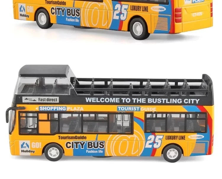 Macau Double Decker Sightseeing Bus Diecast ModelSoundPull Back Function Toy 07FC0E-D4 - KOEEK