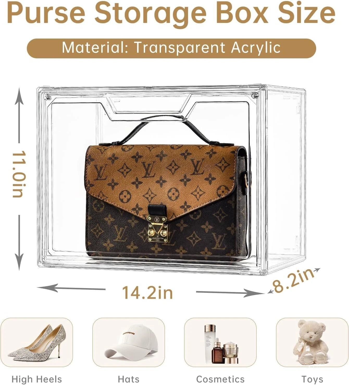Closet Purse Organizer, Display Box for Handbag Storage, (5-Pack) 07FC0E-D4 - KOEEK