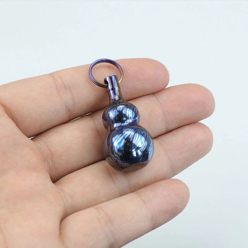 Titanium Timascus Waterproof Pill Container Gourd Box Keychain Pendant EDC 07FC0E-D4 - KOEEK