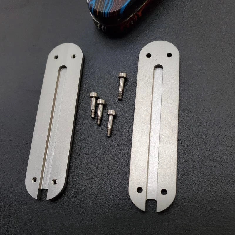 1Pair Titanium Scales with Titanium Clip for 58mm Victorinox Swiss Army Rambler 07FC0E-D4 - KOEEK