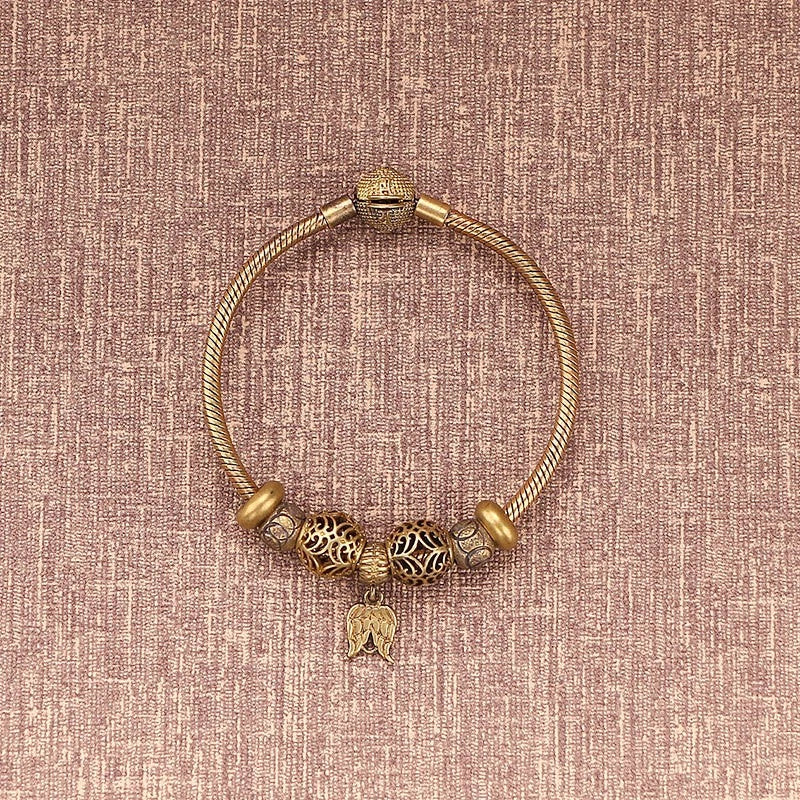 Good Luck Bead Bracelet Vintage Brass Adjustable Creative Jewelry Women 07FC0E-D4 - KOEEK