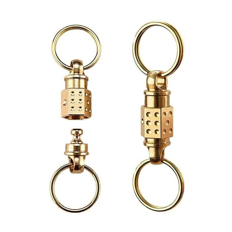EDC Solid Brass Insert Buckle Gimbal Ring Portable Double Keychain Pendant Tool 07FC0E-D4 - KOEEK