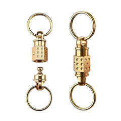 EDC Solid Brass Insert Buckle Gimbal Ring Portable Double Keychain Pendant Tool 07FC0E-D4 - KOEEK
