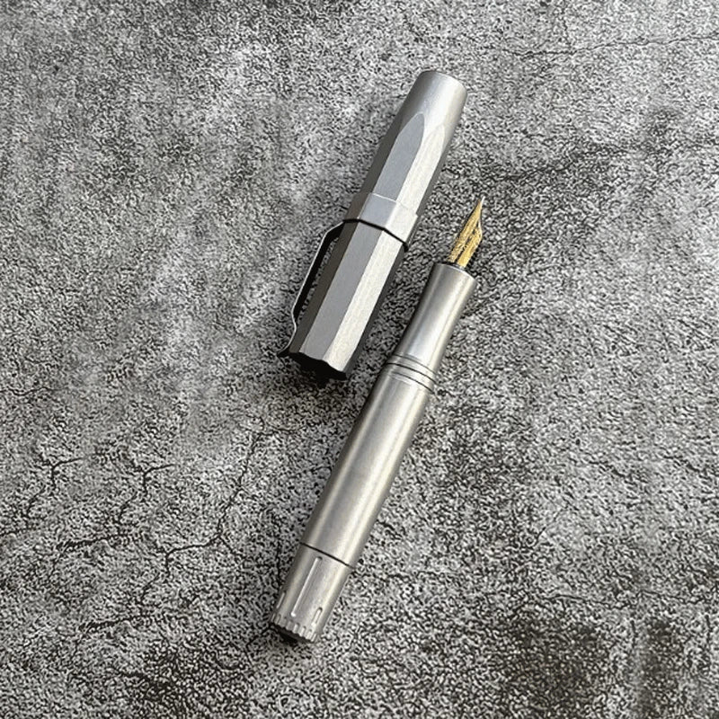 Titanium Alloy Fountain Pen Octagonal Pocket Student Office Business Pen 07FC0E-D4 - KOEEK