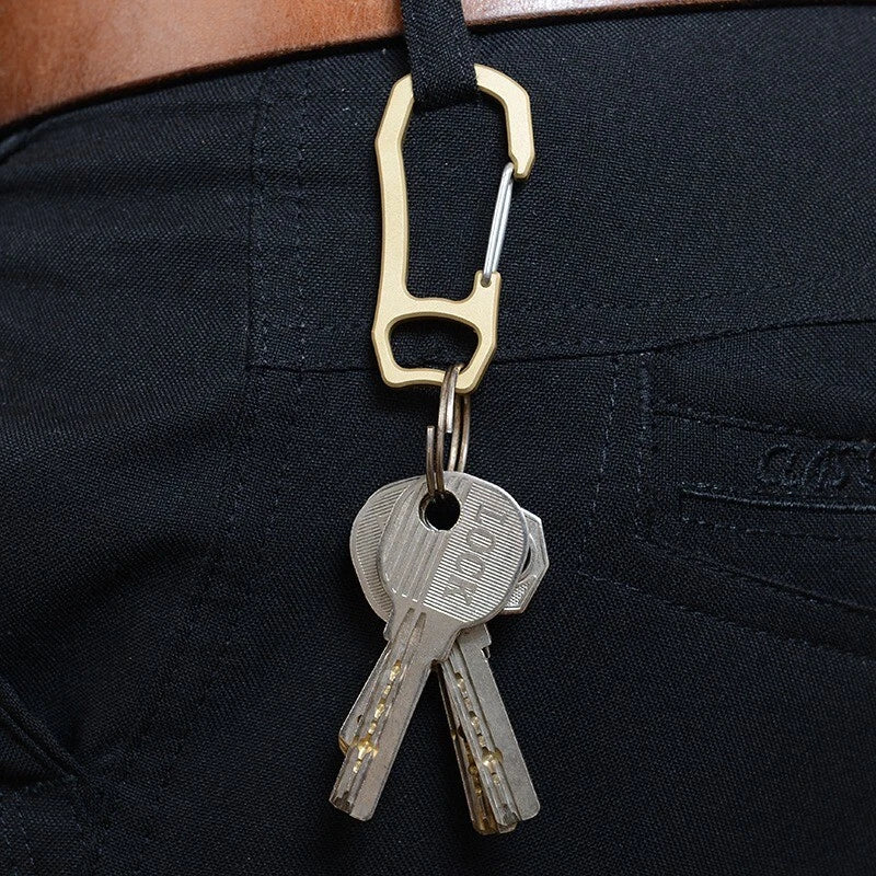 Solid Brass Carabiner Key Ring Key Chain Buckle Clip Snap Hook Handbag Clasp EDC 07FC0E-D4 - KOEEK