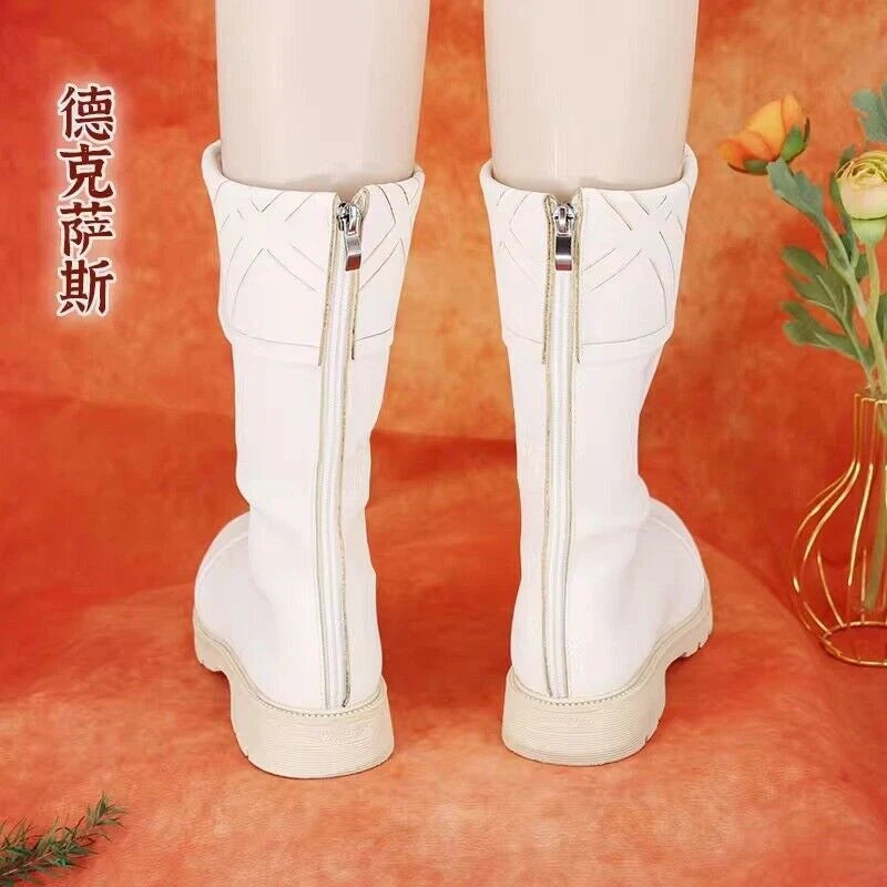 Arknights Texas The Omertosa White Flat Bottom Long Boots Cosplay Shoes Props 07FC0E-D4 - KOEEK