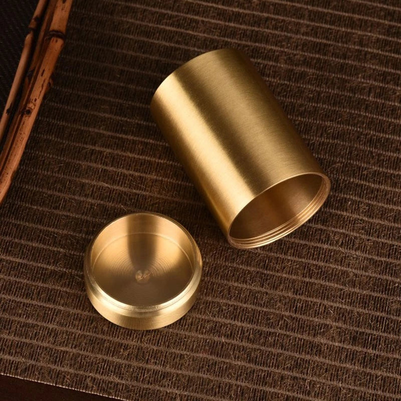 Solid Brass Sealed Tank Tea Caddy Container Portable Metal Storage Box 250g EDC 07FC0E-D4 - KOEEK