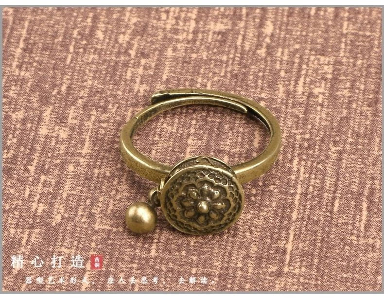 Chinese Style Ring Vintage Bell Amulet Adjustable Protector Ring Jewelry 07FC0E-D4 - KOEEK