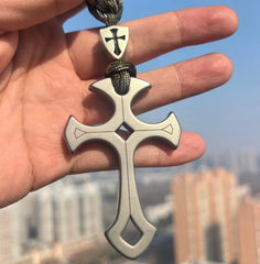 TC4 Titanium alloy Crusader Cross Pendant EDC Self Defense Tool Weaving rope Set 07FC0E-D4 - KOEEK