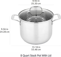 - 8-Quart Stainless Steel Stock Pot with Lid, Silver 07FC0E-D4 - KOEEK