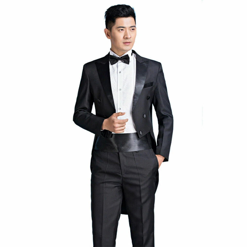 Tuxedo Morning Tailcoat Men Jacket Pants Suit Outfit Evening Tails Frock Coat 07FC0E-D4 - KOEEK