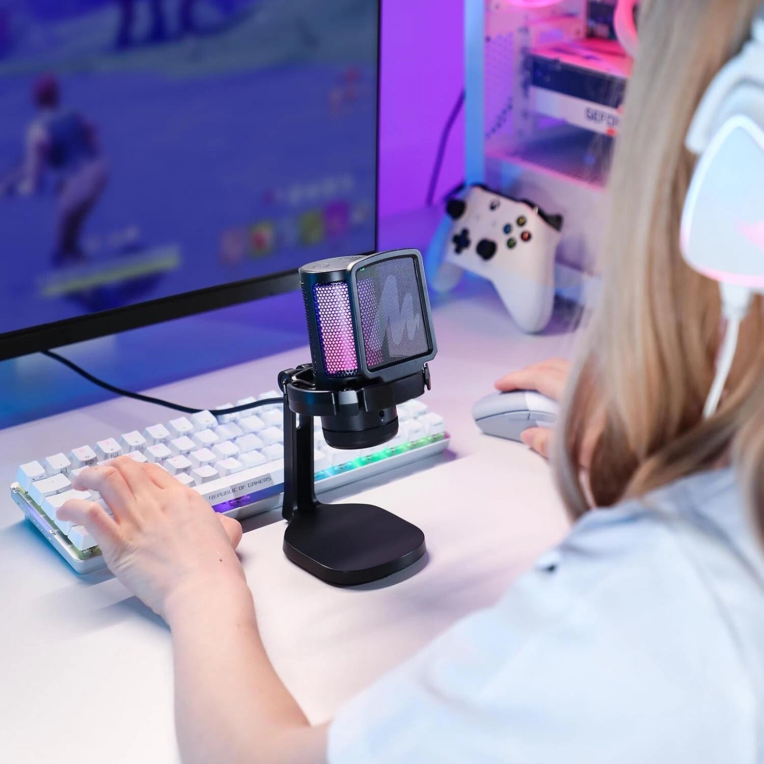 Computer Gaming Microphone with RGB Lights, Mute, Noise Canceling Microphone 07FC0E-D4 - KOEEK