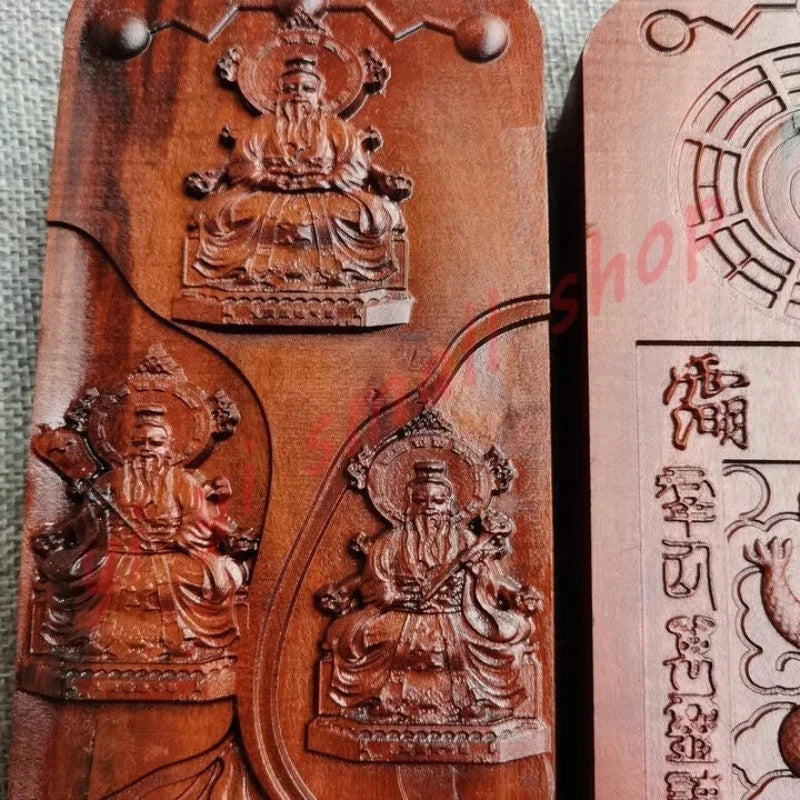 Taoist HandCarved Lightning Strike Jujube Wood Token Sanqing Order Token Taoist 07FC0E-D4 - KOEEK