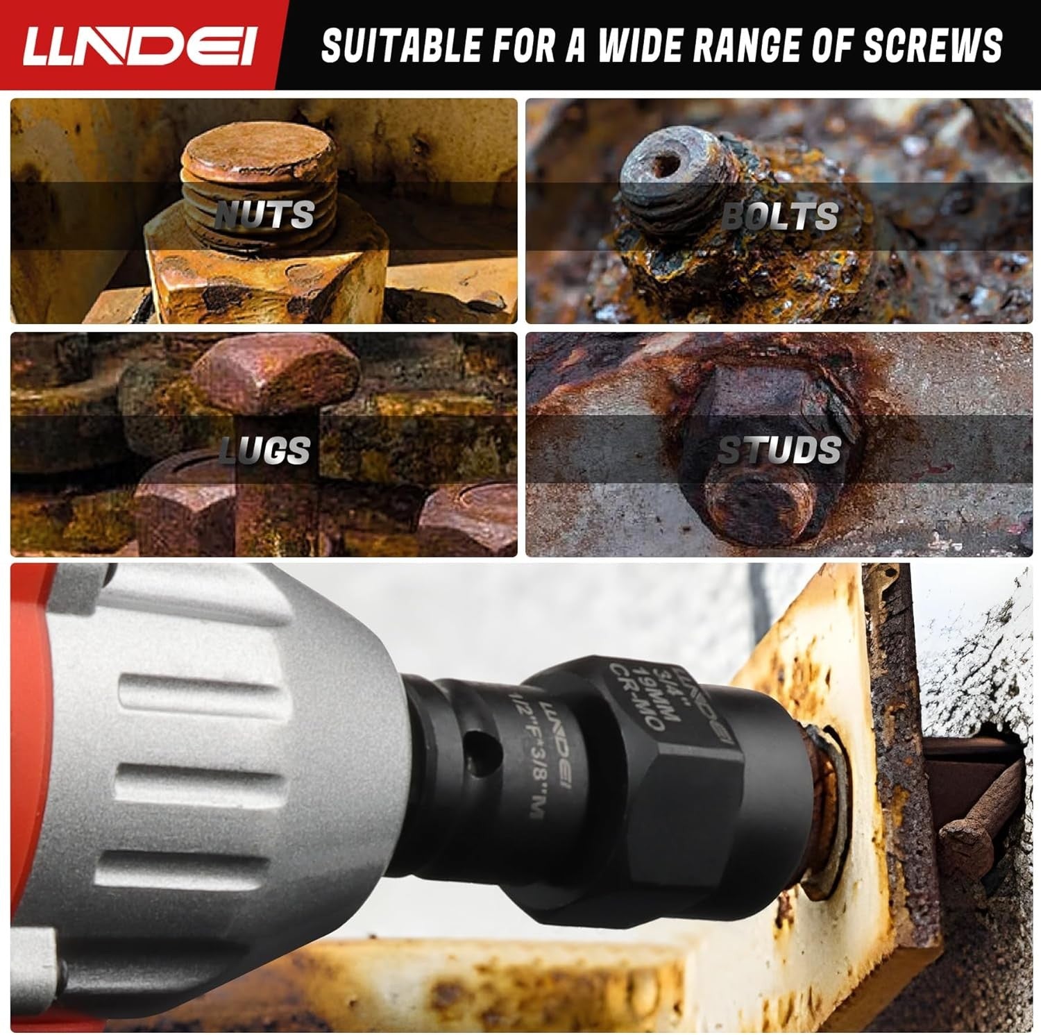 new LLNDEI Bolt Extractor Kit, 15PCS Easy Out Stripped Lug Nut 15PCS, Black LLNDEI - KOEEK