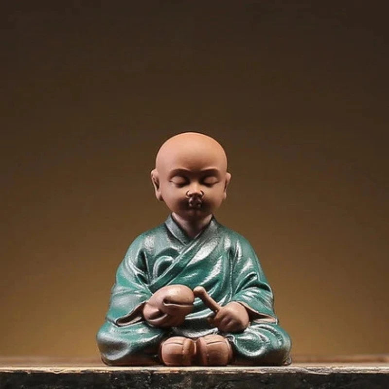 8.8cm Purple Clay Handmade Little Monk Zen Tea Pet Kung Fu Home Decoration 07FC0E-D4 - KOEEK