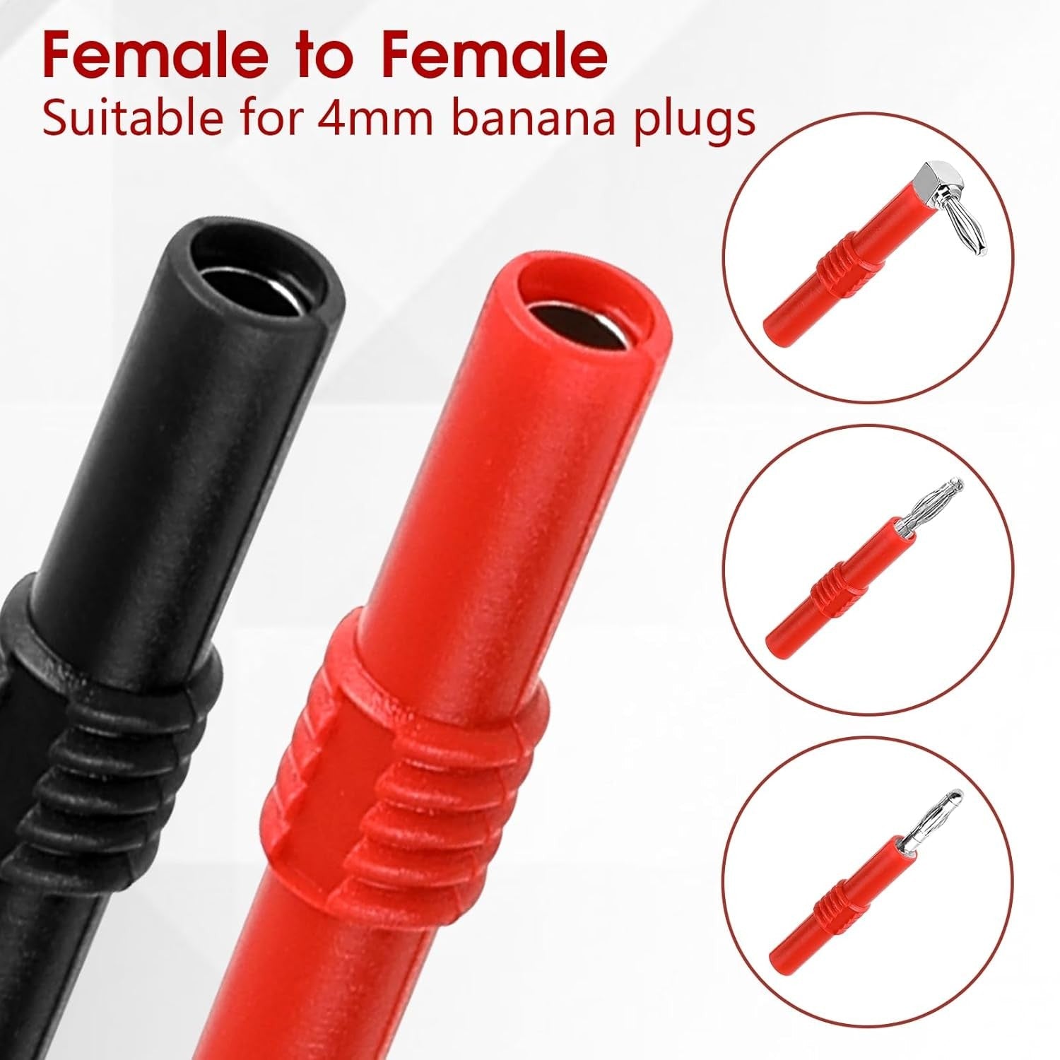 new 10 Pcs 4mm Female Banana Jack Brass Insulated Safety Shrouded Plug Red 07FC0E-D4 - KOEEK