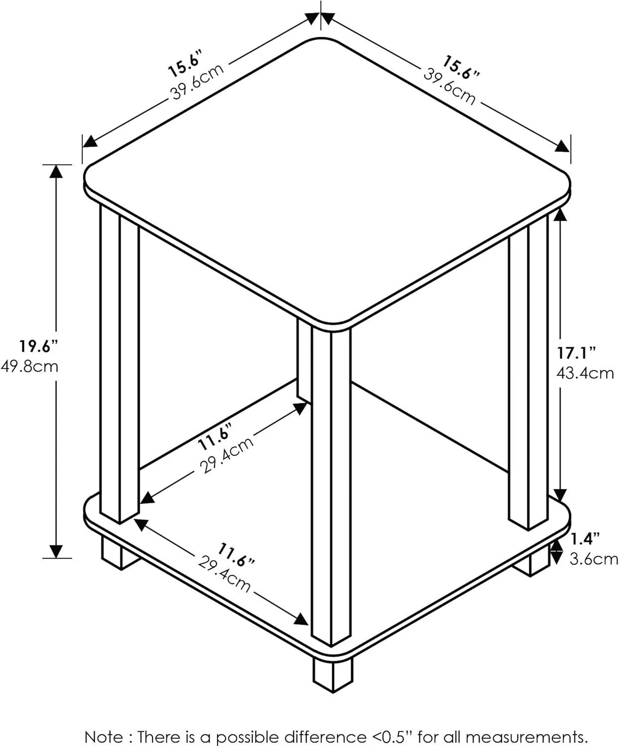 Simplistic Set of 2 End Table, Espresso/Black 07FC0E-D4 - KOEEK