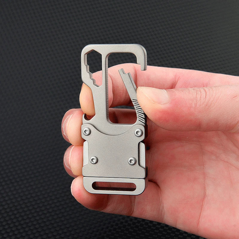Titanium Alloy Key Chain Carabiner Opener Wrench Cutter EDC Outdoor Multi Tools 07FC0E-D4 - KOEEK