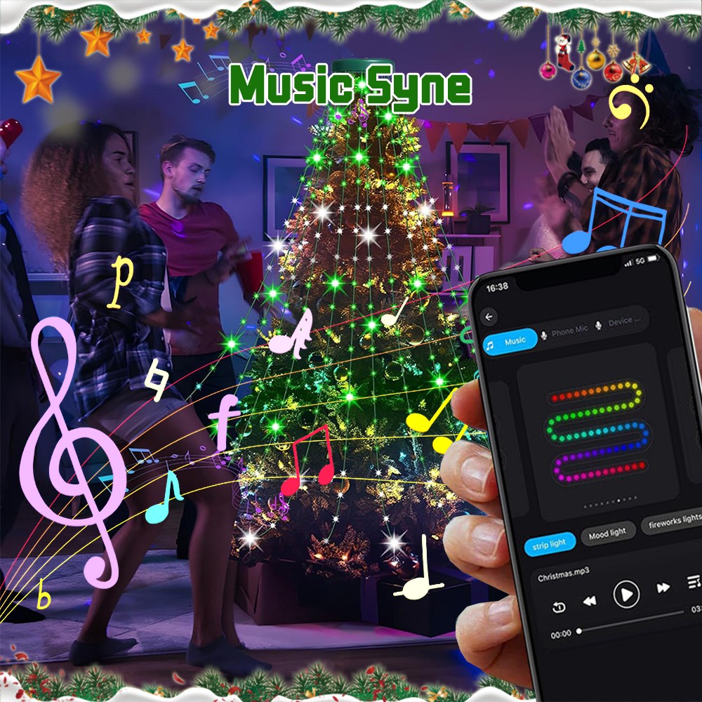 400LED Christmas Tree Waterfall Lights Fairy String Outdoor Waterproof Decor RGB 07FC0E-D4 - KOEEK