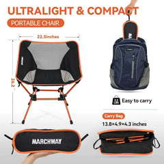 Ultralight Folding Camping Chair, Heavy Duty Portable Compact, (Orange) 07FC0E-D4 - KOEEK