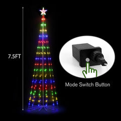 7.5ft LED Outdoor Christmas Cone Tree w/Lights 8 Modes for Xmas Yard Porch Decor 07FC0E-D4 - KOEEK