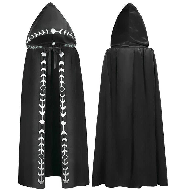 Medieval Reaper Wizard Embroidery Hooded Cloak Cosplay Costumes Halloween Party 07FC0E-D4 - KOEEK