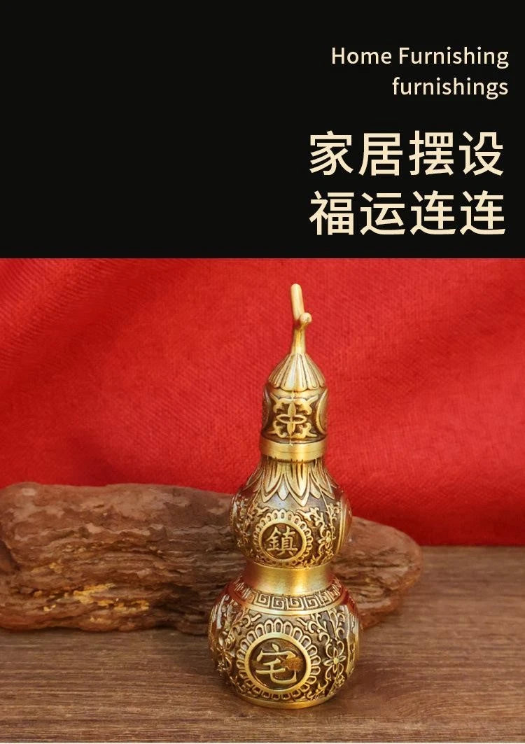 Brass Bagua Gourd With Lid Hollow Feng Shui Bedroom Home Decor Hanging Ornament 07FC0E-D4 - KOEEK