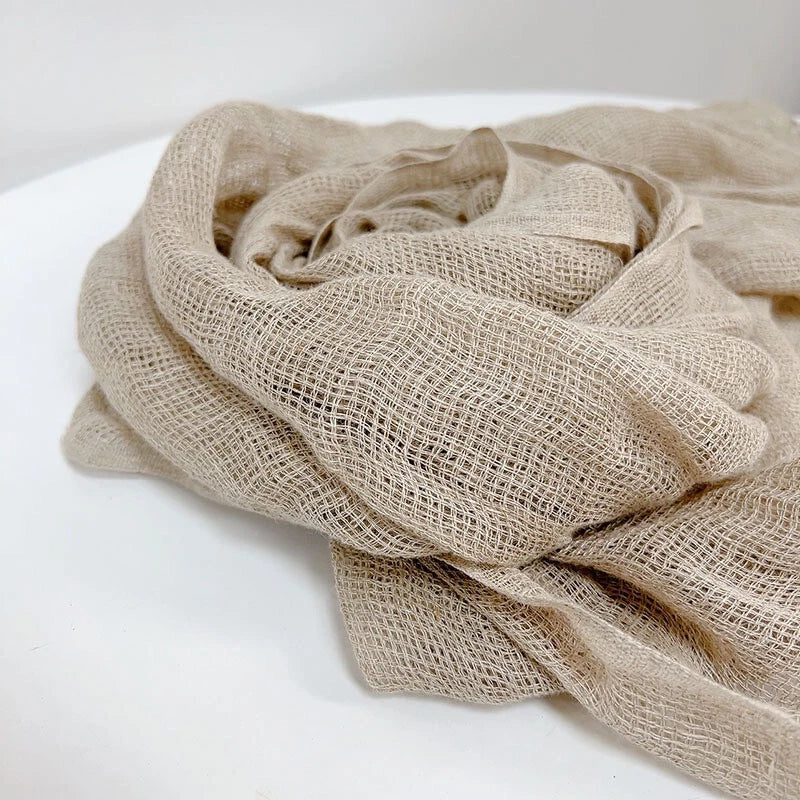 Mens  Flax Linen Natural Beige Scarf Breathable Tasseled Neckerchief Shawl 07FC0E-D4 - KOEEK