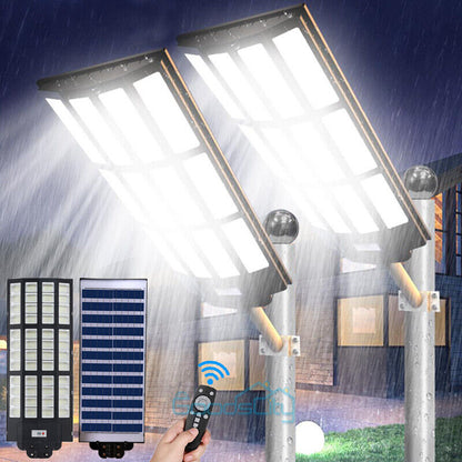 new Outdoor Commercial 1500W LED Solar Street Light IP67 Dusk-to-Dawn Road Lamp+Pole