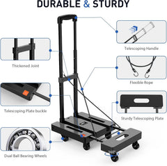 Folding Trolley, 500 lb. Heavy Duty Luggage Cart, Multi-Purpose Platform Cart 07FC0E-D4 - KOEEK