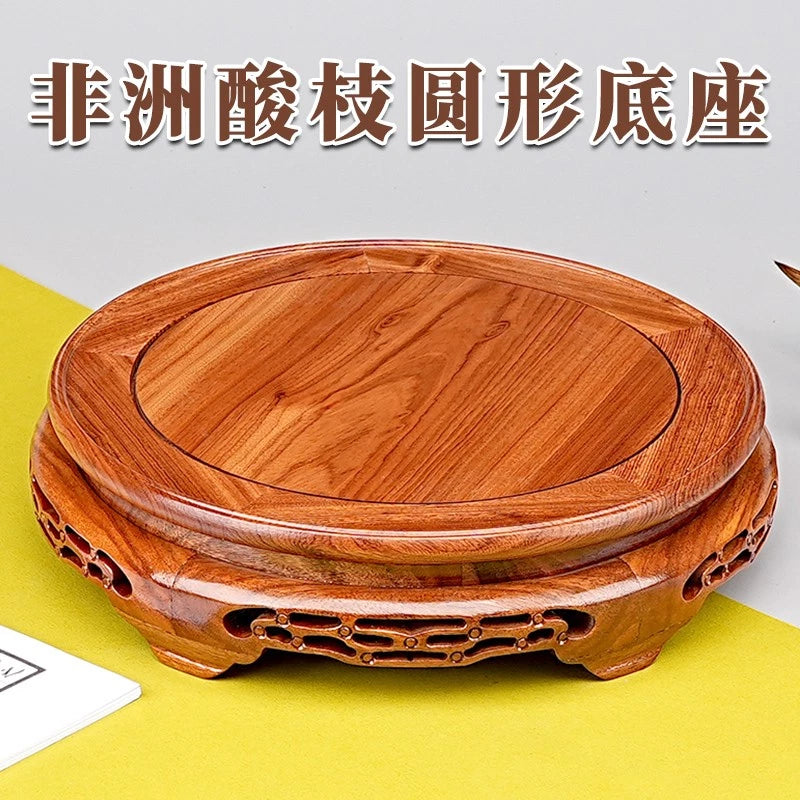 12.5cm Rosewood Rotundity Base Ornament Arts and Crafts Solid Wood Bracket 07FC0E-D4 - KOEEK