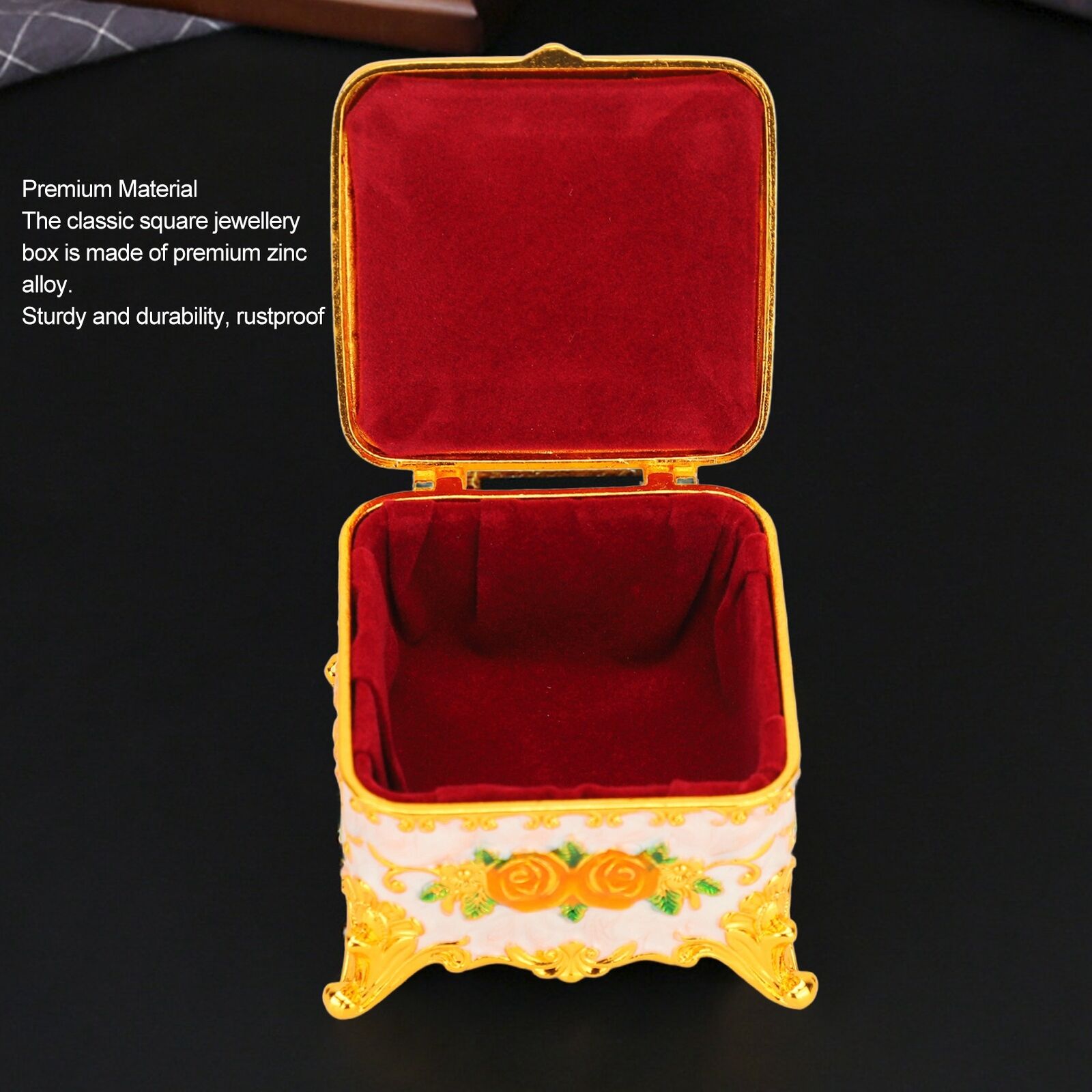 new Classic Trinket Storage Organizer Rose Pattern Ring Box for Earrings Necklaces koeek - KOEEK