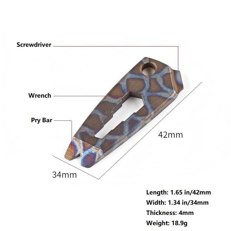 Mini Titanium Alloy Pry Bar Crowbar EDC Multi Tools Wrench Screwdriver Keychain 07FC0E-D4 - KOEEK