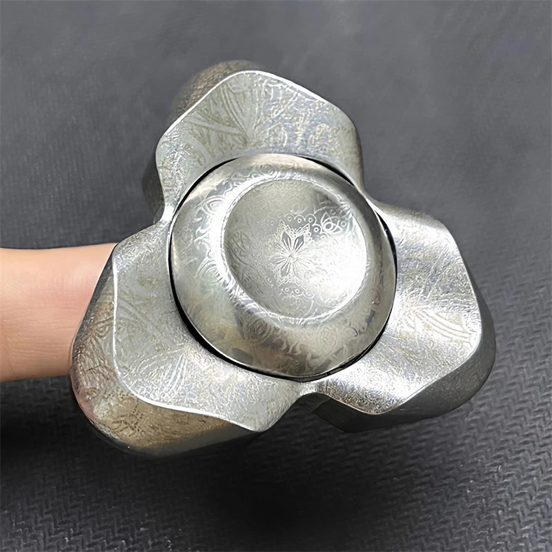Retro Silver EDC Fidget Spinner Stainless Steel Hand Spinner Relieve Stress Toy 07FC0E-D4 - KOEEK