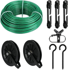 Outdoor clothesline set, 150 feet of green PVC-coated galvanized clothesline 07FC0E-D4 - KOEEK
