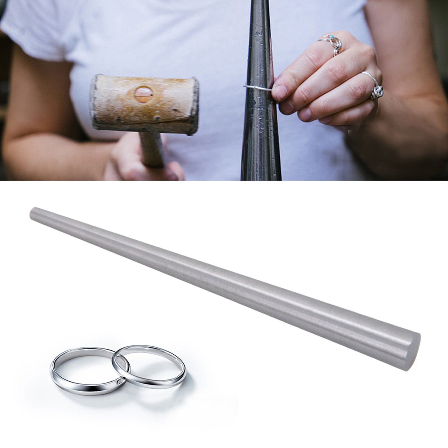 new (18.5cm) Stainless Steel Ring Enlarger Stick Mandrel Sizer Tool For Jewelry US koeek - KOEEK