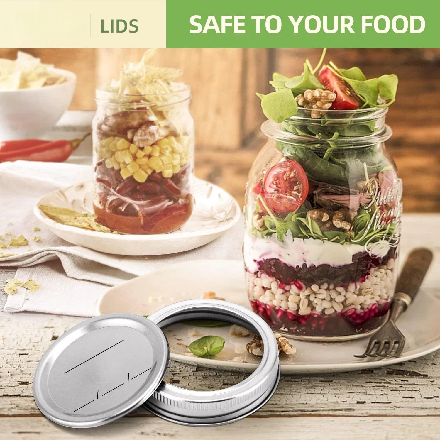 48Pcs Canning Lids with Rings Regular Mouth, Premium Mason Jar Lids Bands/Rings 07FC0E-D4 - KOEEK