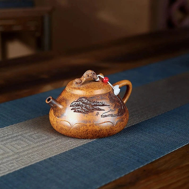 330ml Yixing Purple Clay Handmade Pot Tea Kettle with Filter Kungfu Teaware 07FC0E-D4 - KOEEK