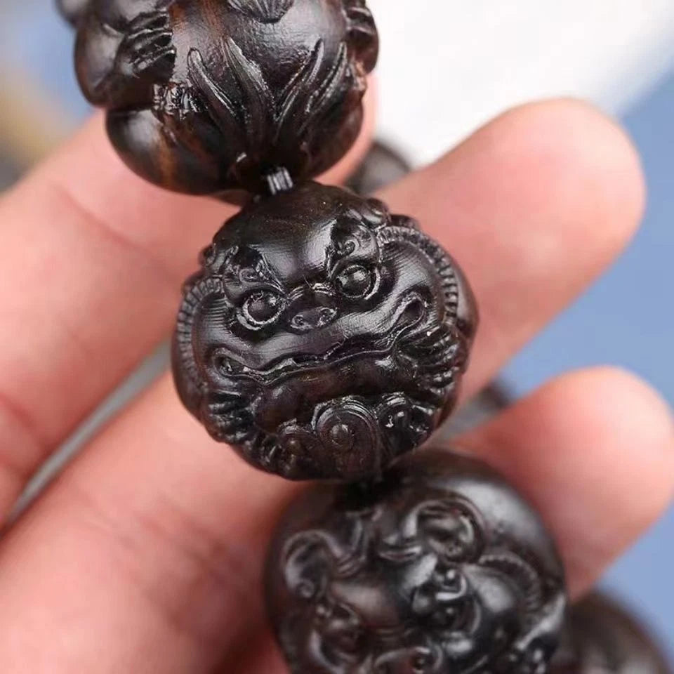 Agarwood Bracelet Bracelet, Hand-carved Buddha Beads 07FC0E-D4 - KOEEK