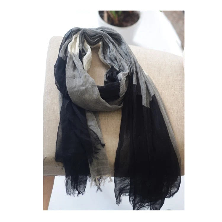 Mens soft cotton linen Bandana Scarf Blue gray Unisex Winter Autumn Neckerchief 07FC0E-D4 - KOEEK