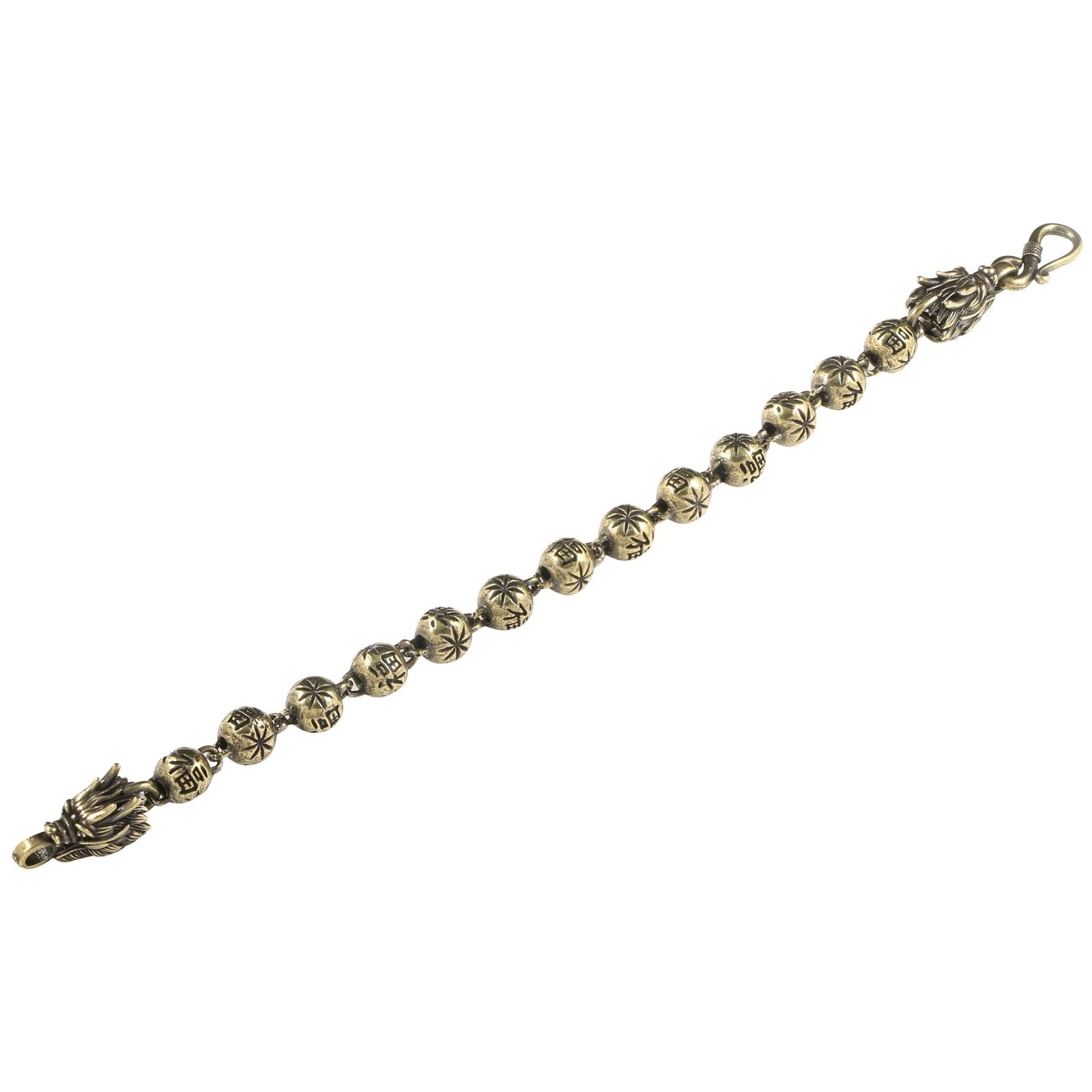 Vintage Zodiac Dragon Bracelet Brass Aged Bead Chain Buddha Charm Copper Jewelry 07FC0E-D4 - KOEEK