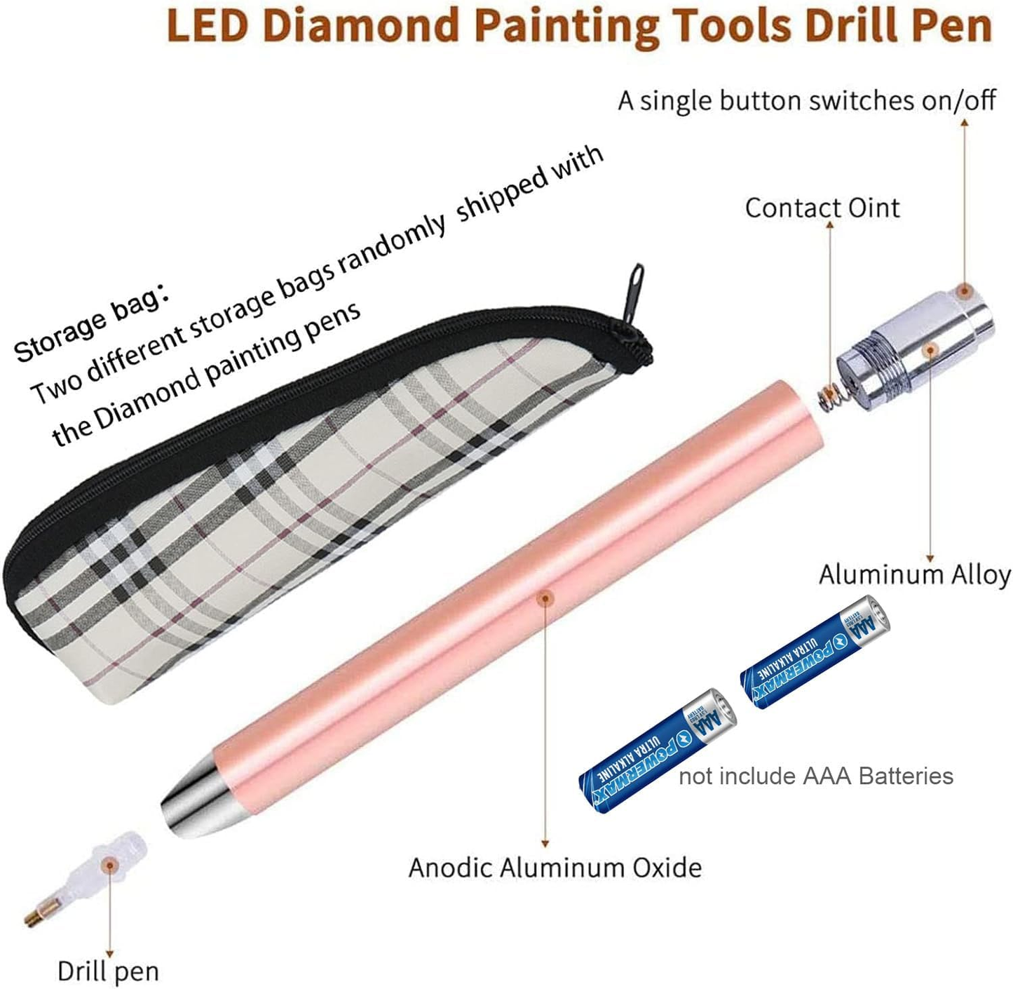 ny diamant kunst maleri Pen med lys - 3 STK Diamond Dots Painting Tools - Belysning