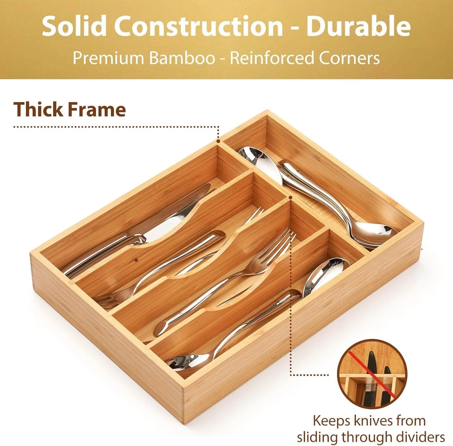 Kitchen Drawer Organizer, 10 Inch Silverware Utensil Tray Holder, Extra Deep, 07FC0E-D4 - KOEEK