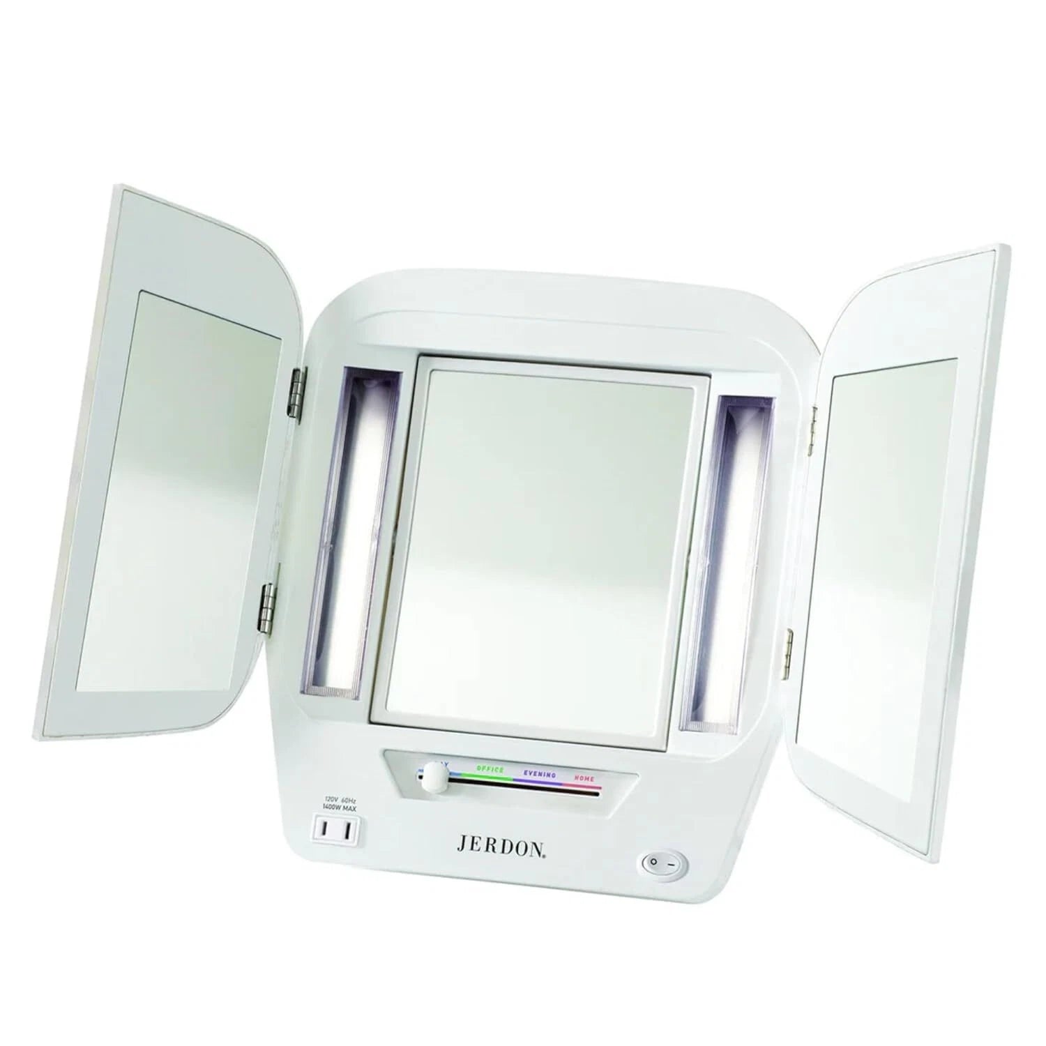 Modern Lighted Tri-Fold Makeup Mirror -with 5x Magnification and Multiple Lights 07FC0E-D4 - KOEEK