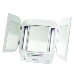 Modern Lighted Tri-Fold Makeup Mirror -with 5x Magnification and Multiple Lights 07FC0E-D4 - KOEEK