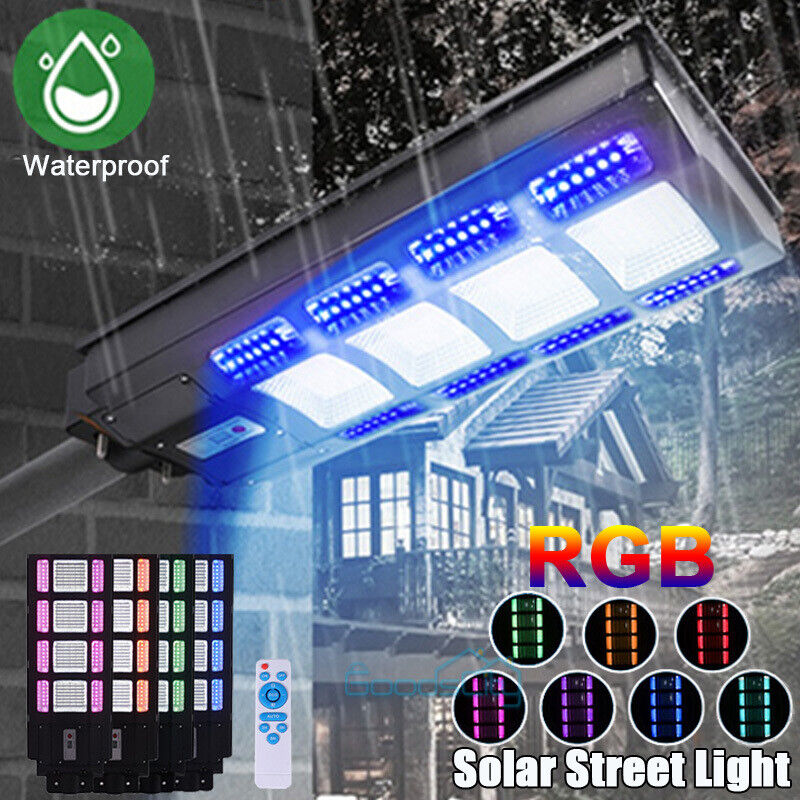 ny Super Bright Commercial Solar Street Light 7 Fargeendring Dusk to Dawn Road Lamp